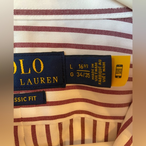 Polo Ralph Lauren Classic Fit Striped Oxford Shirt size L （16.5-34/35） - Picture 7 of 9